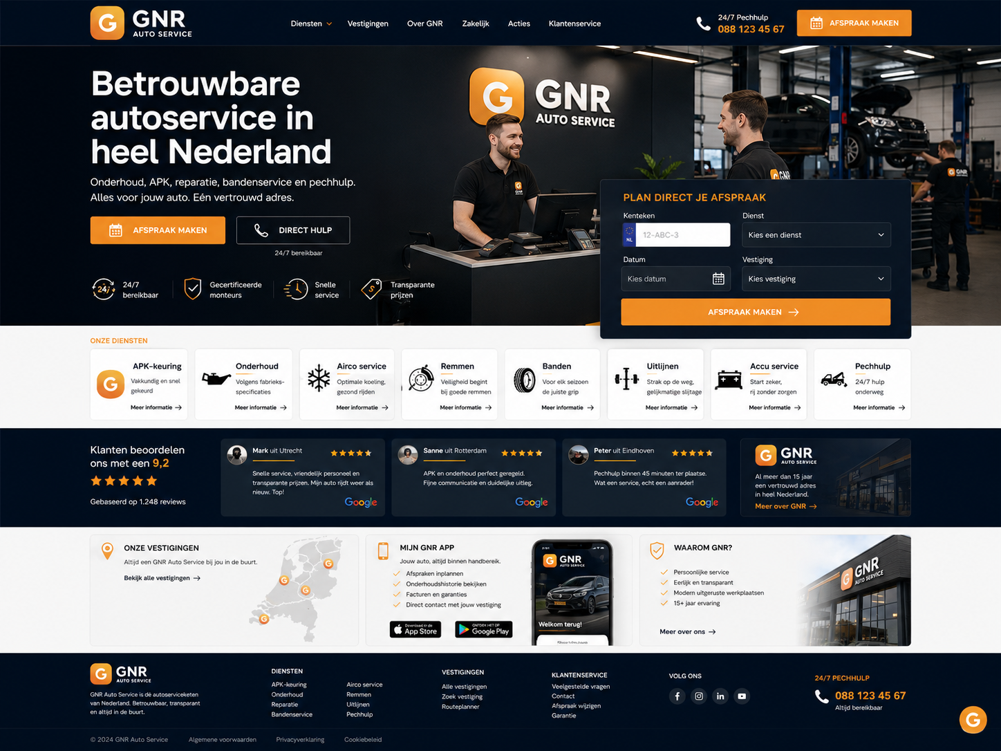 Autoservice website: Homepage