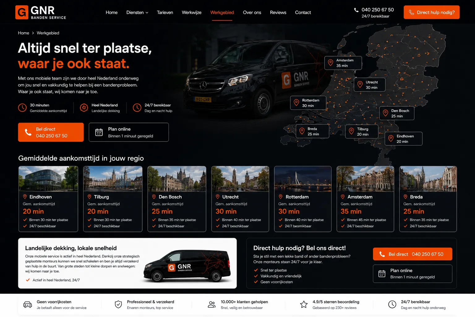 Lokale SEO pagina met werkgebied en duidelijke contactroute