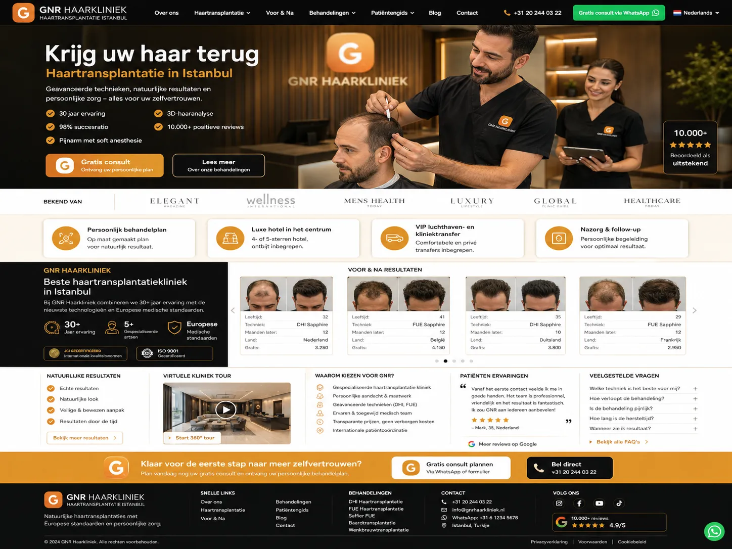 Medische kliniek website: Homepage