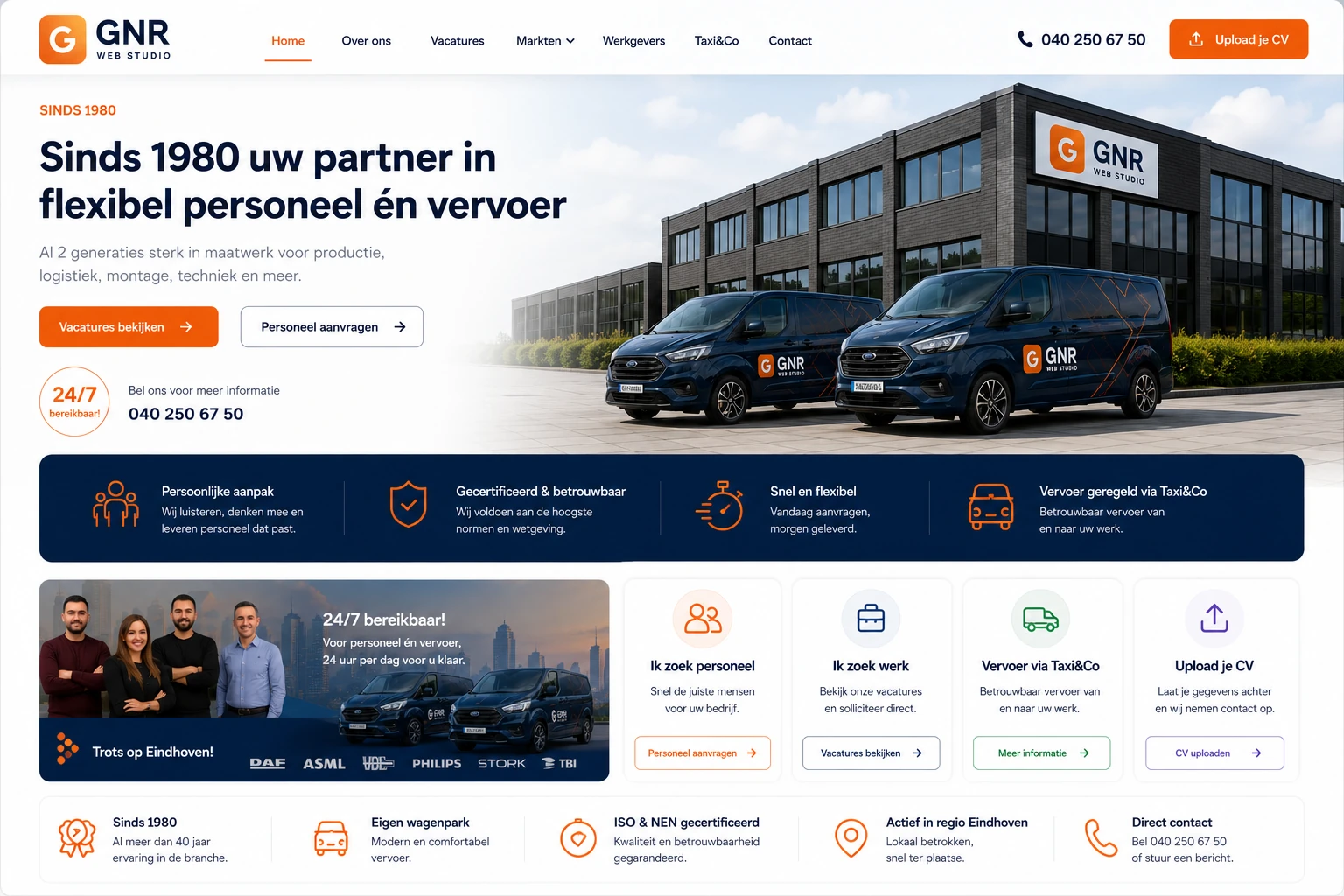 Uitzendbureau website: Homepage